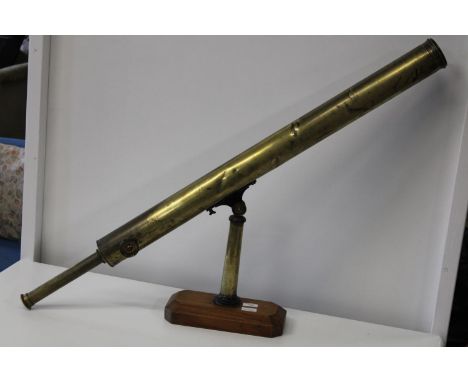 A mounted vintage brass WW1 period naval telescope manufactuered by J brown &amp; Sons Unable to Post w120cm