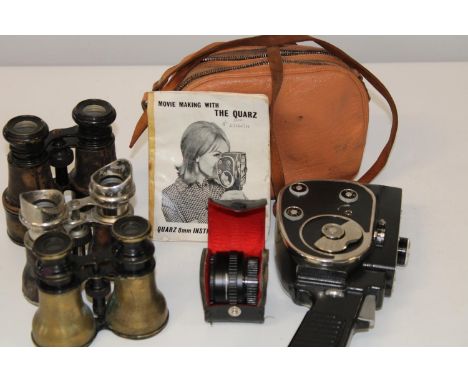 Three pairs of vintage binoculars &amp; a vintage Russian 8mm movie camera 
