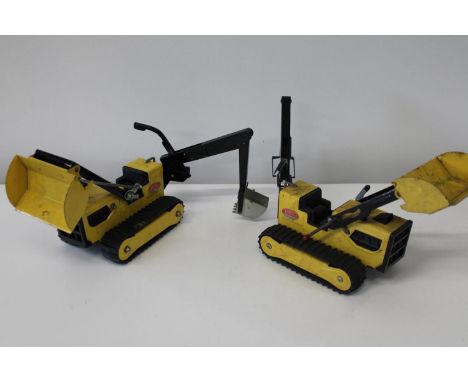 Two vintage Tonka tin plate digger models 