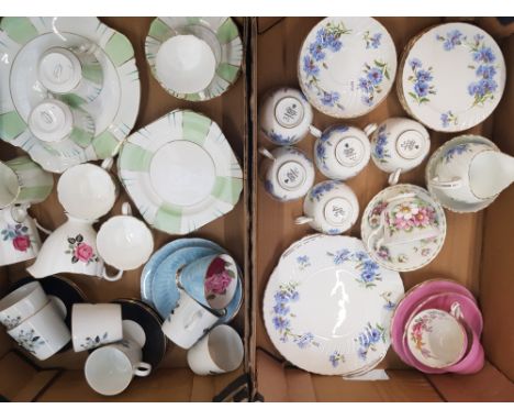 A mixed collection of tea ware items to include Adderley Cornflower part tea set, Royal Albert 'Cosmos' cup and saucer, Winds