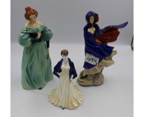 Royal Doulton figure May HN2746 together with a Goebel figure and a small Coalport 'The Winter Ball' figure. (3) 