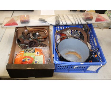 Trailer Light Bar &amp; Electric hook up - 25m Extension Cable together with Copper and brass items, glue gun, vintage cycle 