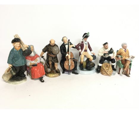 Royal Doulton figurines including Master Sweep, The Judge, Pride and Joy, The Lobster Man, Friar Tuck etc. postage category D