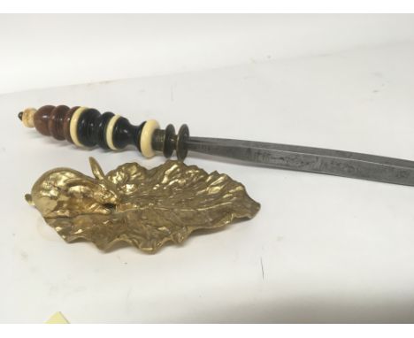 An unusual steel Victorian poker or knife sharpener the blade engraved with hunting sciences Coldthorn Hill Miss Rose 1875 wi