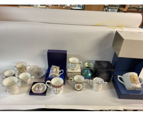 A collection of commemorative ceramics including Royal Crown Derby and Royal Worcester etc. Postage D.