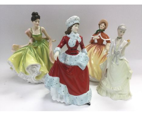 Three Royal Doulton figures of ladies and one Royal Worcester (4). Shipping category D.