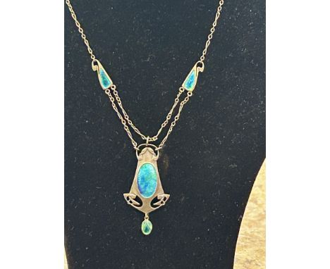 Art Nouveau chain & pendant stamped 950 