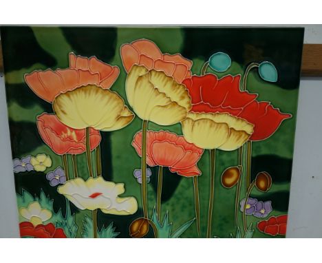 Large floral ceramic wall tile 