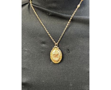 Victorian gold chain & photo pendant - unmarked tested for high carat gold Weight 11.9g 
