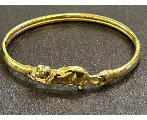 9ct Gold cat bangle Weight 11.6g 