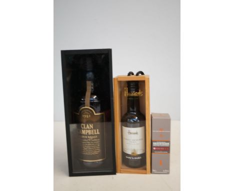 Bottle of Clan Campbell scotch whisky together wit 2 others 
