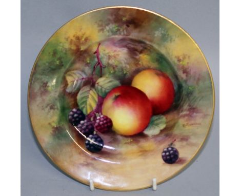 A ROYAL WORCESTER FRUIT PAINTED PLATE, signed by E. Townsend, green mark.