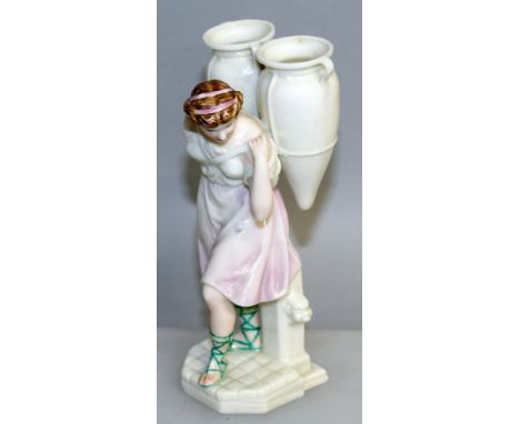 A ROYAL WORCESTER EARLY FIGURE OF A FEMALE WATER CARRIER, impressed mark.