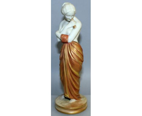 A ROYAL WORCESTER SHOT GOLD FIGURE OF JOY, puce mark.