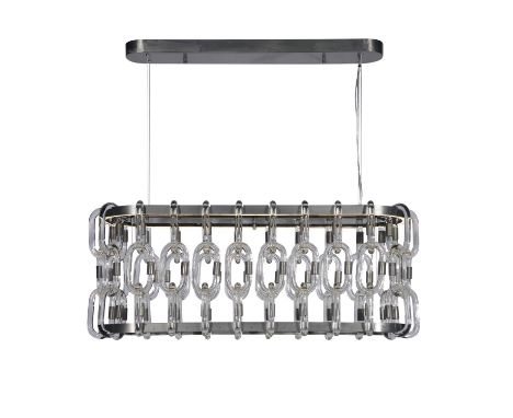 A CRYSTAL CHAIN RECTANGULAR PENDANT LIGHT - NATURAL   132.5cm x 43.5cm x 53cm    (rrp £5300)