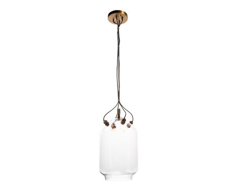 A TESLA PENDANT LIGHT  - CLEAR   33cm x 33cm x 60cm   (rrp £1050)