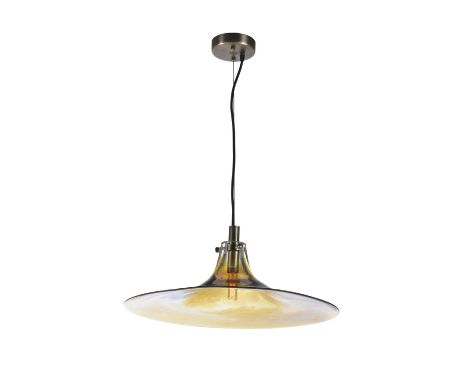 AN ANCHOR PENDANT LIGHT - BRASS &amp; IRIDESCENT GLASS   53cm x 53cm x 17cm    (rrp £700)