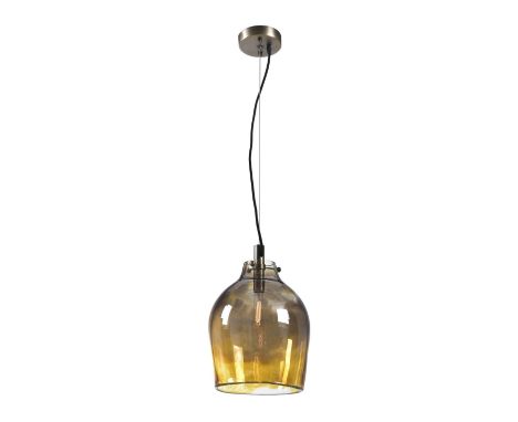 A COVE PENDANT LIGHT - FLAT BRASS &amp; IRIDESCENT GLASS   28cm x 28cm x 25cm    (rrp £825)