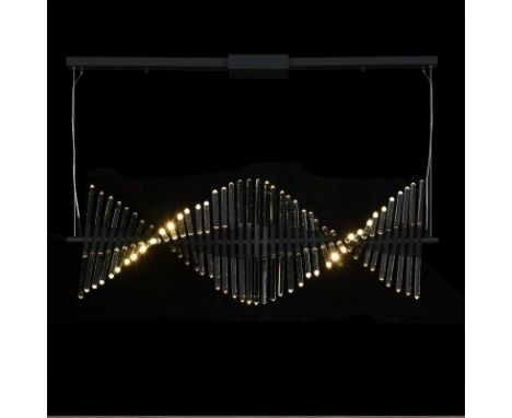 AN ELEMENT RECTANGULAR PENDANT LIGHT - MATT BLACK   157cm x 52cm x 52cm    (rrp £3600)