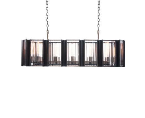 AN ELIXIR RECTANGULAR PENDANT LIGHT - FLAT BRASS   181cm x 40cm x 43cm    (rrp £3635)