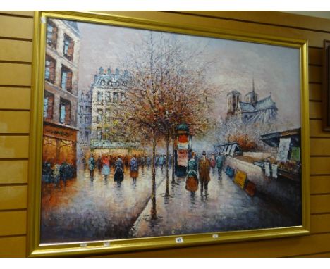 A large colourful oil painting of Paris Condition reports provided on request by email  for this auction otherwise items purc