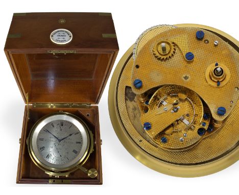 Hochfeines, großes Marinechronometer mit 8-Tage-Werk und "Auxiliary compensation balance", White &amp; Hutton No.6079, ca. 19