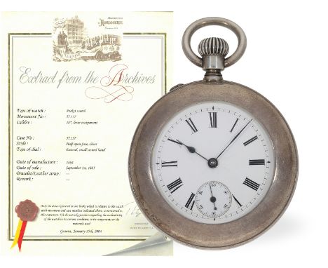 Taschenuhr: frühe, rare Patek Philippe mit seltener Gehäuseform und seltenem Courvoisier-Aufzug, Genf 1884: Ca. Ø51mm, ca. 97