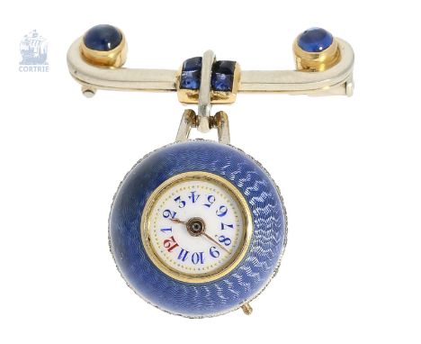 Anhängeuhr/Broschenuhr: Rarität, "Boule de Genève" in äußerst seltener Qualität, Gold/Platin/Emaille mit Diamantbesatz und in