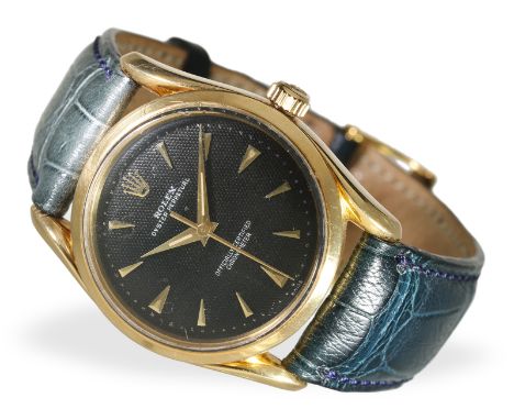 Armbanduhr: seltenes Rolex Chronometer Referenz 6290 "Bombay" mit schwarzem "Honeycomb-Dial", ca.1963: Ca. Ø33mm, 18K Gold, v