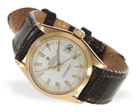 Armbanduhr: Automatik-Chronometer Rolex Datejust 18K Pink-Gold Ref. 6624/6627, ca.1959: Ca. Ø 30mm, 18K Rotgold, verschraubte