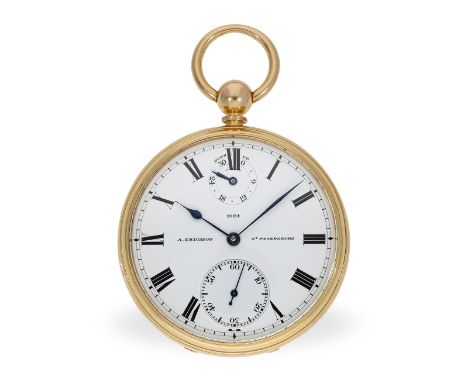 Taschenuhr: rares Beobachtungschronometer in Gold, Viktor Kullberg/August Ericsson No.1624, London 1882: Ca. Ø56mm, ca. 133g,
