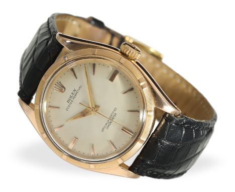 Armbanduhr: sehr attraktives Rolex Chronometer Ref. 6285, Pink-Gold, ca.1968: Ca. Ø34mm, 18K Rotgold, verschraubte Krone, ver