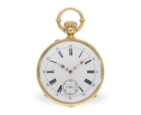 Taschenuhr: hochfeines, schweres französisches Ankerchronometer, Abram Henri Guyot, ca.1870: Ca. Ø50mm, ca. 114g, 18K Gold à-