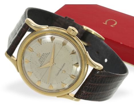 Armbanduhr: gesuchtes Omega Constellation Chronometer Ref. 2799SC, ca. 1952: Ca. Ø35mm, 18K Gold, Constellation Druckboden mi