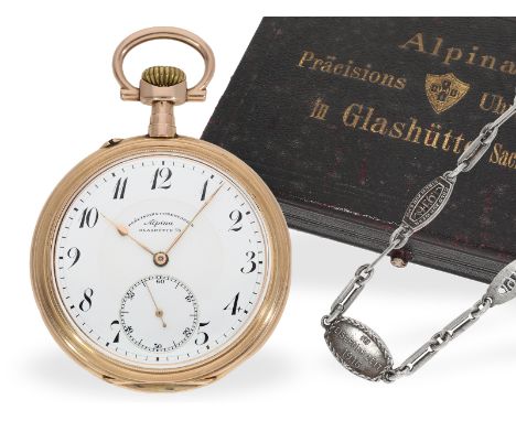 Taschenuhr: hochfeines und seltenes Glashütter Ankerchronometer, Präzisionsuhrenfabrik Alpina Glashütte: Ca. Ø53mm, ca. 90g, 