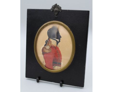 John Buncombe (British, FL. 1820-1830)Silhouette portrait of an officer from the 99th Foot, Duke of Edinburgh's Regiment. Wat