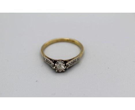 A diamond engagement ring set with a central old cut diamond estimated 0.33ct diamond (although it has a deep crown and pavil