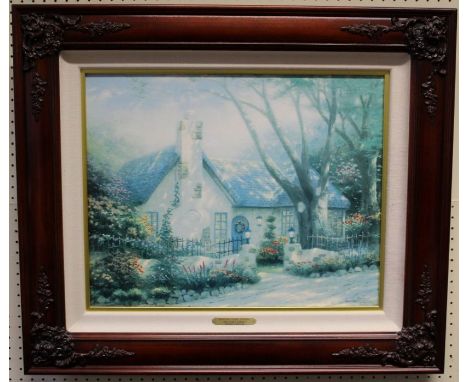 Thomas Kincade ( American 1958-2012)Morning Glory Cottage. A limited edition lithograph, numbered 1605/4950, with certificate