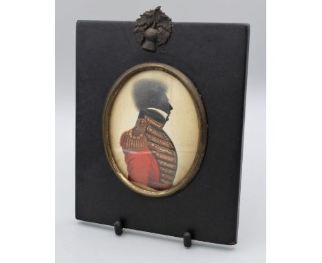 John Buncombe (British, FL. 1820-1830)Silhouette portrait of an Officer from the 70th Foot, Surrey Regiment. Watercolour and 