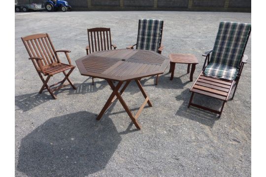 Teak Octagonal Garden Table Together With A Small Two Chairs Teak Octagonal Garden Table Together With A Small Two Chairs And Clarecraft Recliners