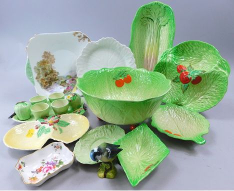 Miscellaneous Carltonware and other leaf moulded pottery, to include Beswick etc.