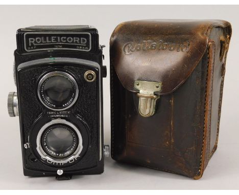 A Rolleicord IIb camera, a German version, with original leather case, lacking strap