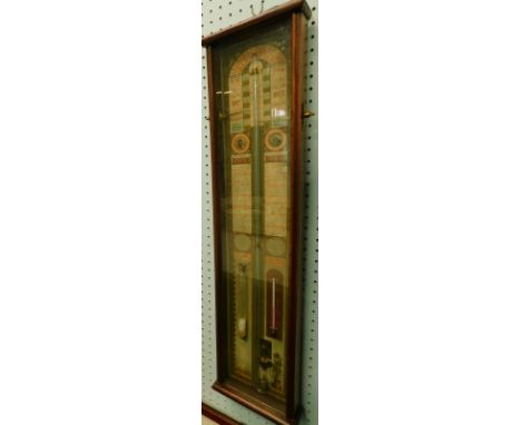 A late 19th/early 20thC Admiral Fitzroy barometer, with thermometer etc., in a pine case, 94cm high