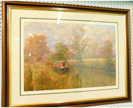 W R Makinson.  Canal scene, artist signed limited edition print, 45cm x 64cm 