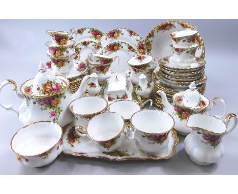 Miscellaneous Royal Albert Old Country Roses pattern teaware, to include a teapot, cake stand etc.
