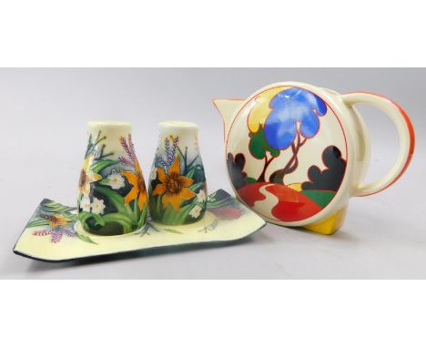 A collection of ceramics, to include a Chelsea works Rychills Clarice Cliff type jug etc.