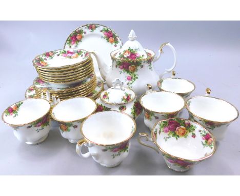 A quantity of Royal Crown Derby Old Country Roses pattern tea ware, to include teapot and cover