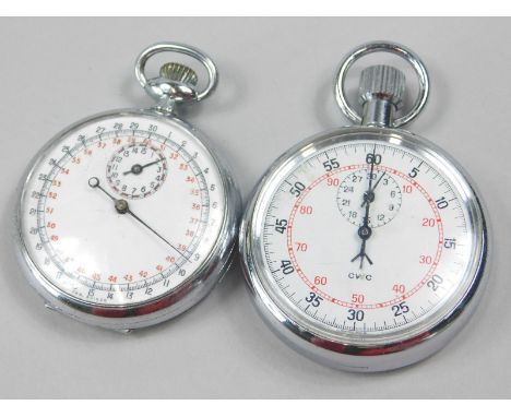 Two military stop watches, one engraved to reverse W10, 6645-99-521-3169, arrow, 540/76, the other marked T.P. 1/10, 18196, a