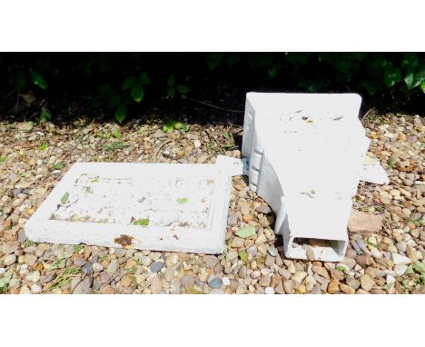 A Victorian cast iron drain pipe hopper, with Gothic moulding, dated 1873 and decorated with a star of David and a cast iron 