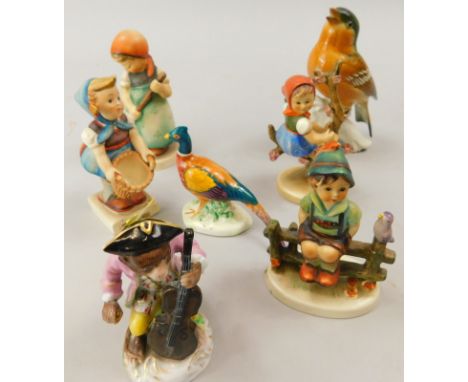 Various ceramic items, to include a Dresden Meissen style monkey band figure, a Karl Ens bird, a Beswick pheasant and various
